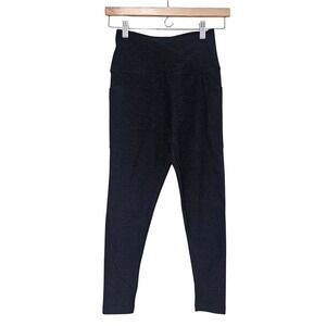 Beyond Yoga High Waisted Spacedye  Leggings Medium Black 7/8 Ankle Pockets ~